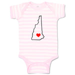 Baby Clothes New Hampshire Heart Love States Baby Bodysuits Boy & Girl Cotton