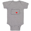 Baby Clothes Pennsylvania Heart Love States Baby Bodysuits Boy & Girl Cotton