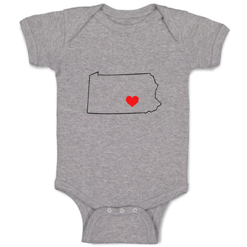 Baby Clothes Pennsylvania Heart Love States Baby Bodysuits Boy & Girl Cotton