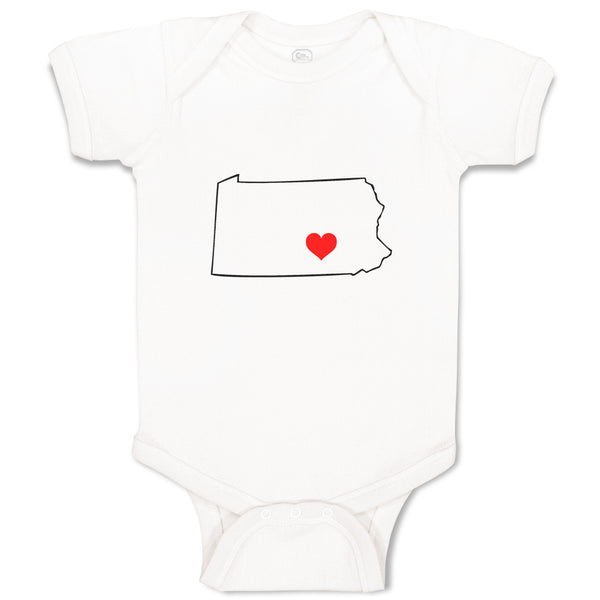 Baby Clothes Pennsylvania Heart Love States Baby Bodysuits Boy & Girl Cotton