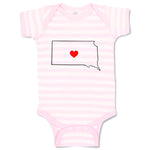 Baby Clothes South Dakota Heart Love States Baby Bodysuits Boy & Girl Cotton