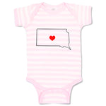 Baby Clothes South Dakota Heart Love States Baby Bodysuits Boy & Girl Cotton