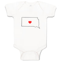 Baby Clothes South Dakota Heart Love States Baby Bodysuits Boy & Girl Cotton