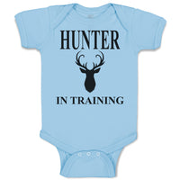 Baby Clothes Hunter in Training with Silhouette Deer Head and Horns Cotton