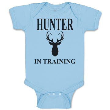 Baby Clothes Hunter in Training with Silhouette Deer Head and Horns Cotton