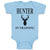 Baby Clothes Hunter in Training with Silhouette Deer Head and Horns Cotton