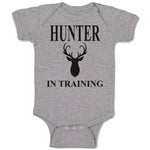 Baby Clothes Hunter in Training with Silhouette Deer Head and Horns Cotton