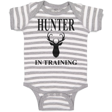 Baby Clothes Hunter in Training with Silhouette Deer Head and Horns Cotton