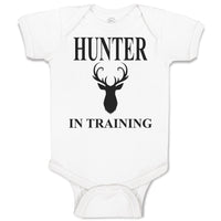 Baby Clothes Hunter in Training with Silhouette Deer Head and Horns Cotton