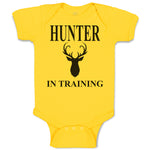 Baby Clothes Hunter in Training with Silhouette Deer Head and Horns Cotton