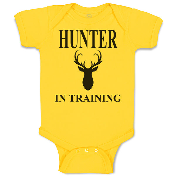 Baby Clothes Hunter in Training with Silhouette Deer Head and Horns Cotton