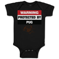 Baby Clothes Warning Protected by Pug Dog Lover Pet Baby Bodysuits Cotton
