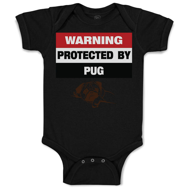 Baby Clothes Warning Protected by Pug Dog Lover Pet Baby Bodysuits Cotton