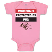 Baby Clothes Warning Protected by Pug Dog Lover Pet Baby Bodysuits Cotton