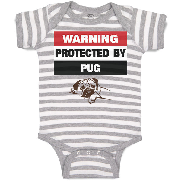 Baby Clothes Warning Protected by Pug Dog Lover Pet Baby Bodysuits Cotton