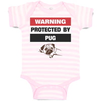 Baby Clothes Warning Protected by Pug Dog Lover Pet Baby Bodysuits Cotton