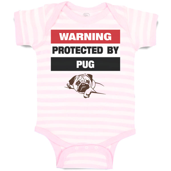 Baby Clothes Warning Protected by Pug Dog Lover Pet Baby Bodysuits Cotton