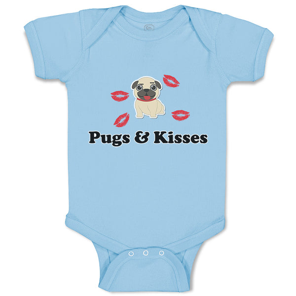 Baby Clothes Pug and Kisses Dog Lover Pet Baby Bodysuits Boy & Girl Cotton