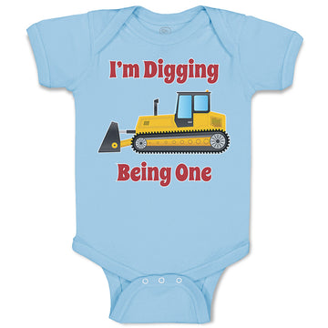 Baby Clothes I'M Digging Being 1 Trucks Baby Bodysuits Boy & Girl Cotton