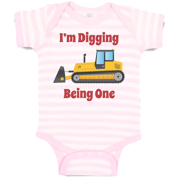 Baby Clothes I'M Digging Being 1 Trucks Baby Bodysuits Boy & Girl Cotton