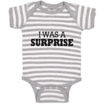 Baby Clothes I Was Surprise Silhouette Text Baby Bodysuits Boy & Girl Cotton