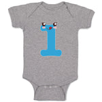 Baby Clothes Numeric 1 Shows Birthday Sign with Funny Face Baby Bodysuits Cotton