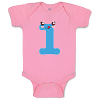 Baby Clothes Numeric 1 Shows Birthday Sign with Funny Face Baby Bodysuits Cotton