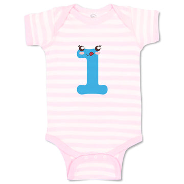 Baby Clothes Numeric 1 Shows Birthday Sign with Funny Face Baby Bodysuits Cotton