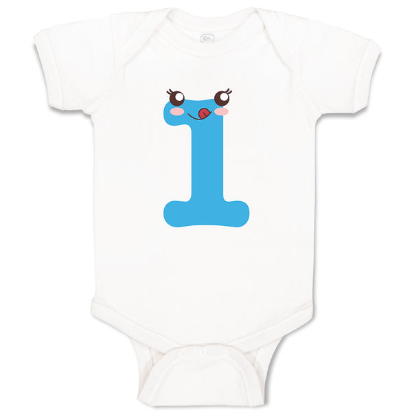 Baby Clothes Numeric 1 Shows Birthday Sign with Funny Face Baby Bodysuits Cotton