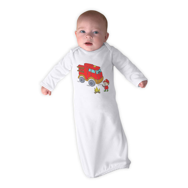 Cute Rascals Baby Sleeper Gowns Red Fire Truck Smiling Firefighter