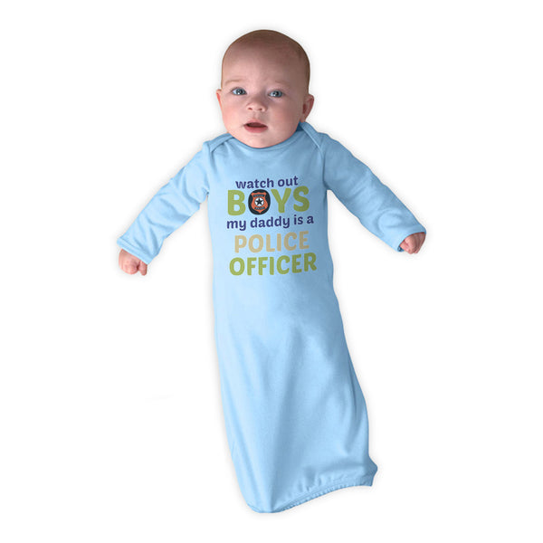 Baby Sleeper Gowns Watch out Boys Daddy Is Police Officer Dad Father's Day B - Cute Rascals