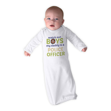 Baby Sleeper Gowns Watch out Boys Daddy Is Police Officer Dad Father's Day B