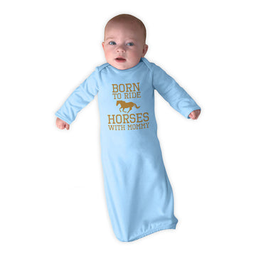 Baby Sleeper Gowns Born to Ride Horses with Mommy Baby Nightgowns Cotton