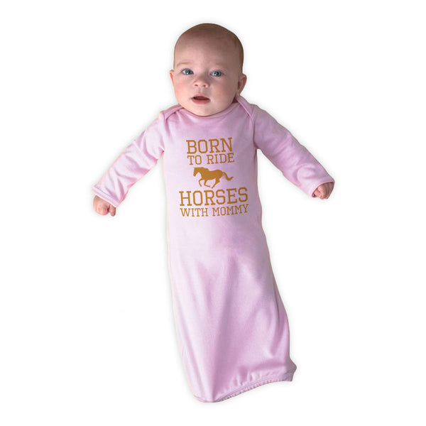 Baby Sleeper Gowns Born to Ride Horses with Mommy Baby Nightgowns Cotton - Cute Rascals