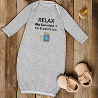 Baby Sleeper Gowns Relax My Grandpa's An Electrician Grandpa Grandfather Cotton - Cute Rascals