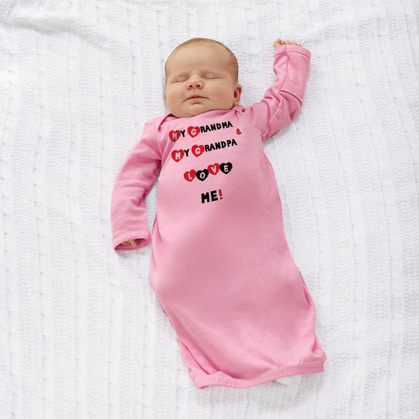 Baby Sleeper Gowns My Grandma and My Grandpa Love Me! Grandparents Cotton - Cute Rascals