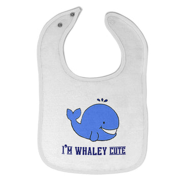 Cloth Bibs for Babies Blue Whale Saying I'M Whaley Cute Ocean Sea Life Cotton