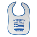 Baby Boy Bibs Everyone Loves A Nice Greek Boy Greece Countries Cotton - Cute Rascals