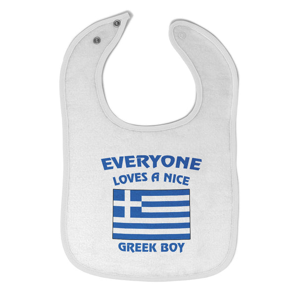 Baby Boy Bibs Everyone Loves A Nice Greek Boy Greece Countries Cotton - Cute Rascals