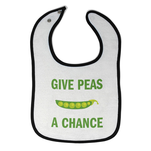 Cloth Bibs for Babies Give Peas A Chance Funny Humor Baby Accessories Cotton - Cute Rascals