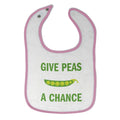 Cloth Bibs for Babies Give Peas A Chance Funny Humor Baby Accessories Cotton