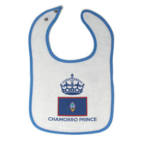 Baby Boy Bibs Guam, Chamorro Prince Crown Countries Burp Cloths Contrast Trim - Cute Rascals