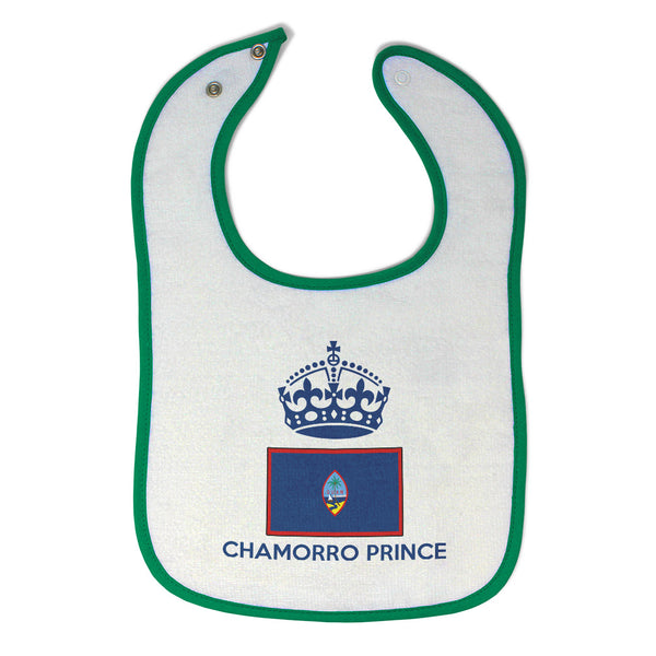 Baby Boy Bibs Guam, Chamorro Prince Crown Countries Burp Cloths Contrast Trim - Cute Rascals