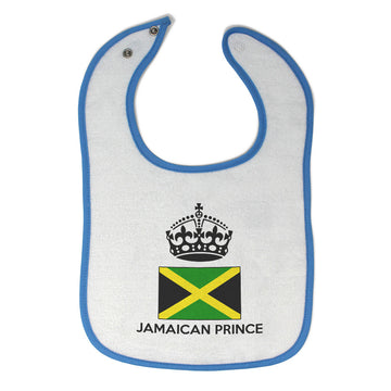 Baby Boy Bibs Jamaican Prince Crown Countries Burp Cloths Contrast Trim Cotton