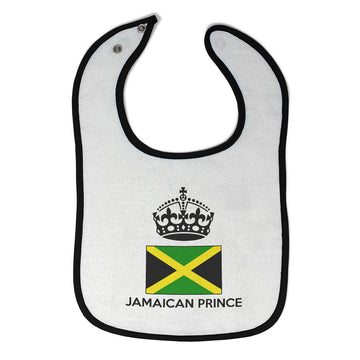 Baby Boy Bibs Jamaican Prince Crown Countries Burp Cloths Contrast Trim Cotton