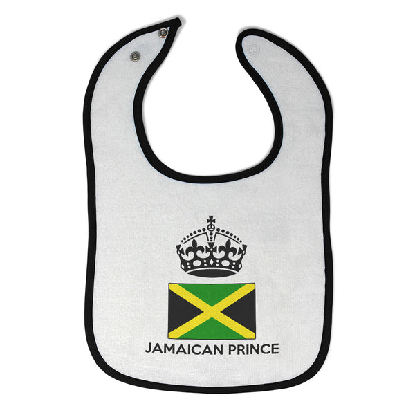 Baby Boy Bibs Jamaican Prince Crown Countries Burp Cloths Contrast Trim Cotton - Cute Rascals