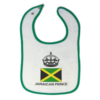 Baby Boy Bibs Jamaican Prince Crown Countries Burp Cloths Contrast Trim Cotton - Cute Rascals