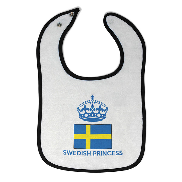 Baby Girl Bibs Swedish Princess Crown Countries Burp Cloths Contrast Trim Cotton - Cute Rascals