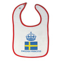Baby Girl Bibs Swedish Princess Crown Countries Burp Cloths Contrast Trim Cotton