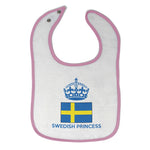 Baby Girl Bibs Swedish Princess Crown Countries Burp Cloths Contrast Trim Cotton - Cute Rascals